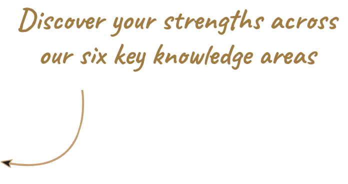 Discover your strengths across six key knowledge areas.